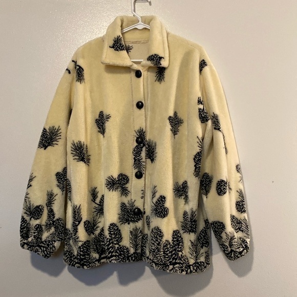 Denali Fleece Pinecone Button Front Lined Blanket Cozy Jacket Coat Xl